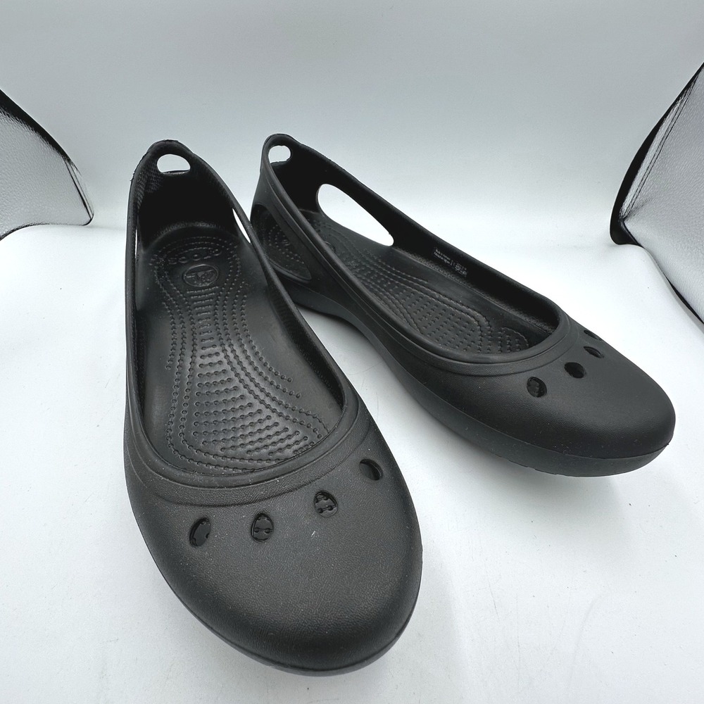 Crocs Kadee Casual Ballet Flats Black Slip On Shoes Womens Sz 10 Ballerina 11215